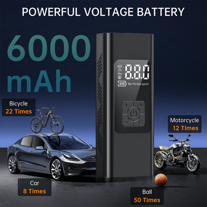 Tire Inflator, Portable 150 PSI Air Compressor Bicycle Pump with Digital Pressure Gauge, Cordless Rechargeable Tire Pump with LED Light, Mini Electric Air Pump for Car Bike Motorcycle Ball
