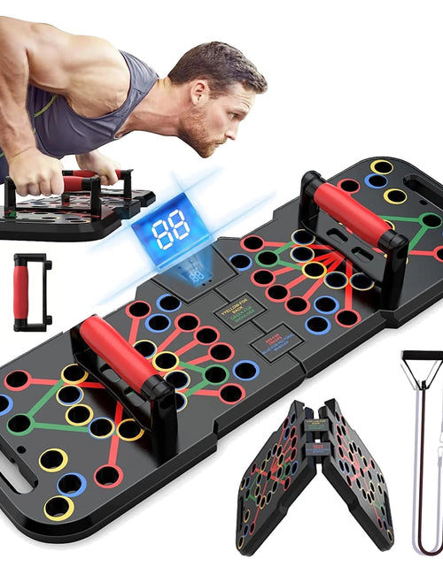 Load image into Gallery viewer, Push up Board with Smart Count,Multi-Function 60 in 1 Push up Bar (Foldable &amp; Portable),Push up Handles for Floor,Professional Home Workout Equipment,Gym Equipment Strength Training Equipment for Men
