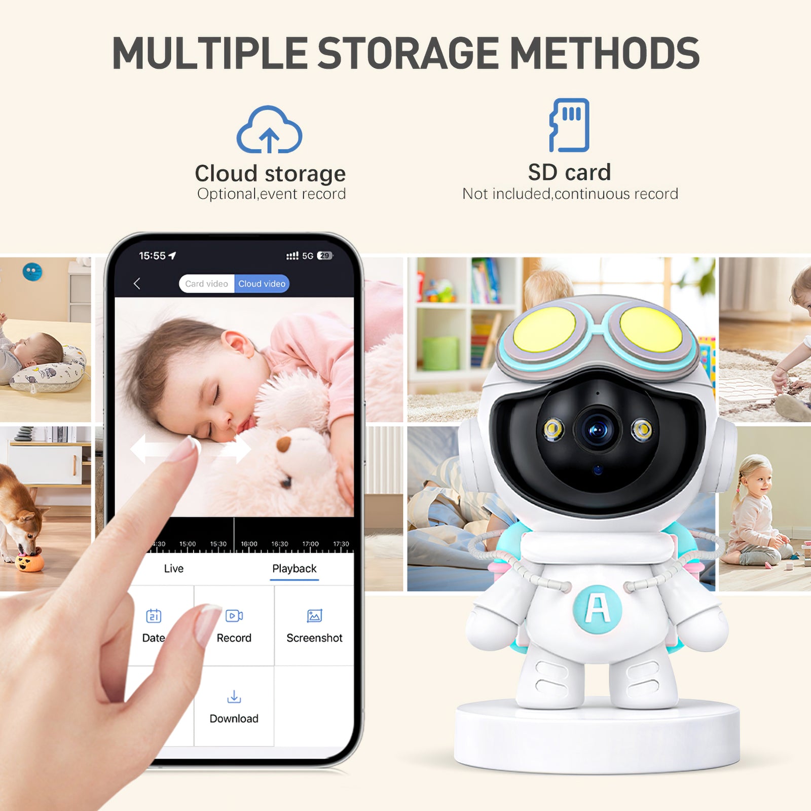 Baby Monitor, 360° Wireless 5G Nanny Cam with Safety Alerts, 4MP HD Wifi Camera for Human & Pet Detection, Home Security Camera with Two-Way Audio, Motion Tracking, IR Night Vision, Sleep Tracking