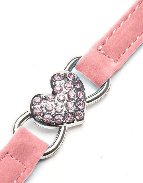 Load image into Gallery viewer, Heart Bling Cat Collar with Safety Belt and Bell 8-11 Inches
