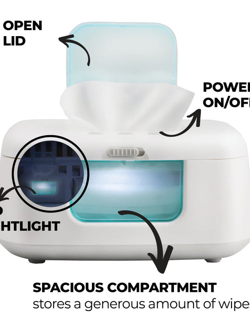 Load image into Gallery viewer, Baby Wipe Warmer &amp; Dispenser with LED Changing Light &amp; On/Off Switch by
