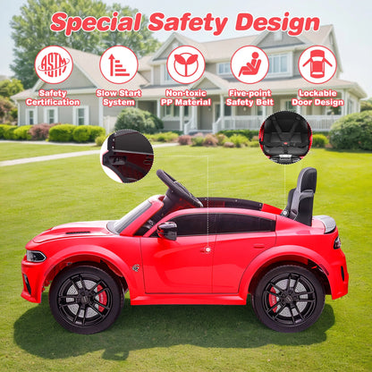 Dodge Electric Ride on Cars for Kids, 12V Licensed Dodge Charger SRT Powered Ride on Toy Cars with Parent Remote Control/Music/Led Headlights/Safety Belt for 3-5, Purple(Walmart Exclusive Color)